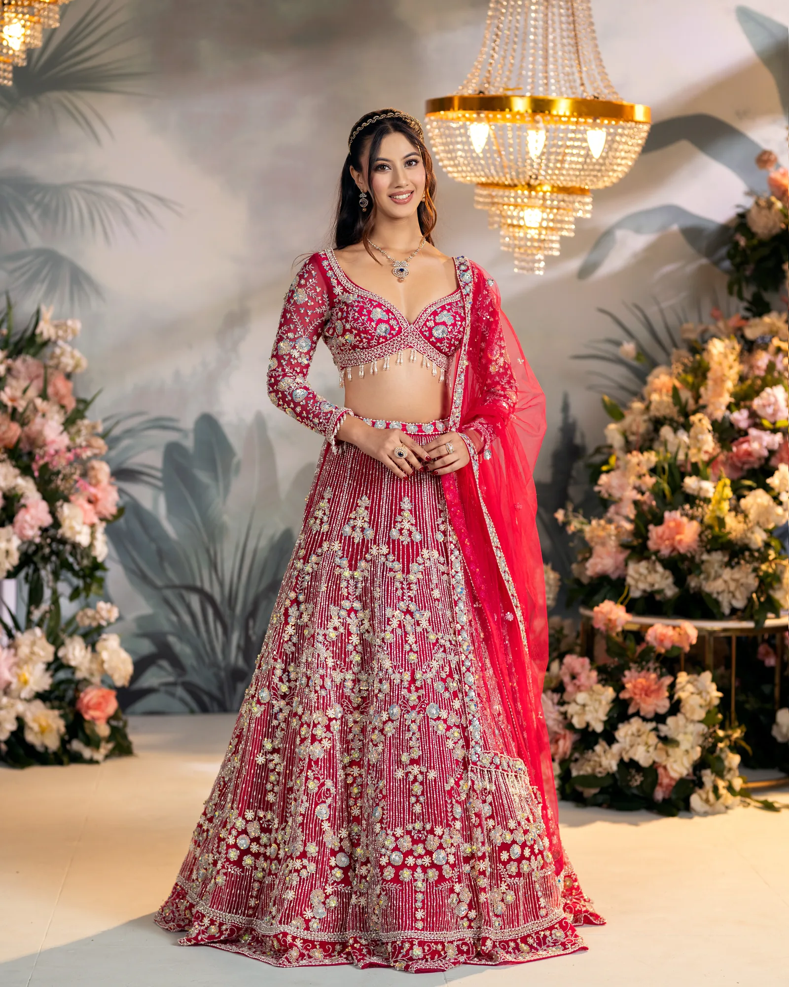Rose Red Lehenga by Sweta Acharya – image 1