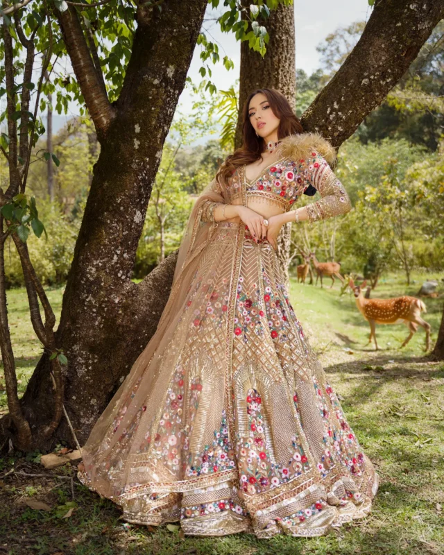 Copper Gold Lehenga from the Saubhagya collection by Sweta Acharya – view 1