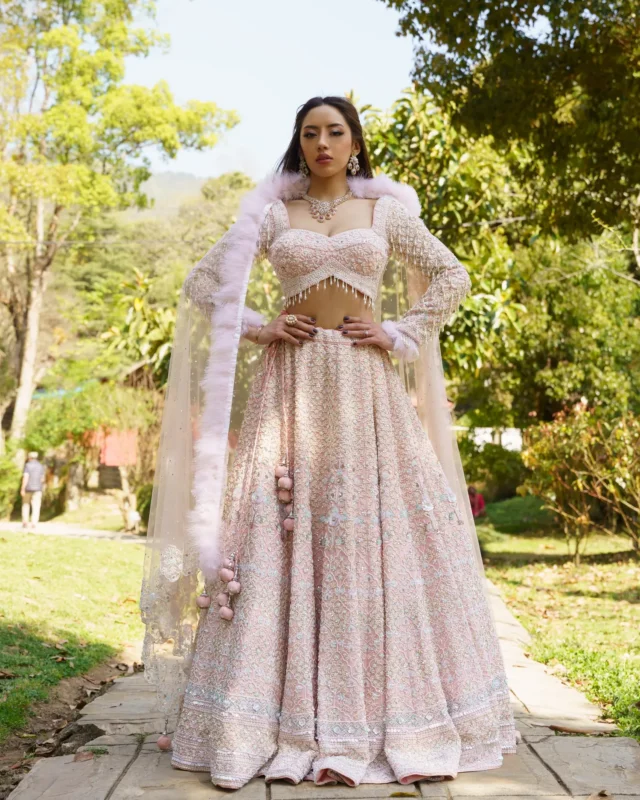 Beige Pink Lehenga from the Saubhagya collection by Sweta Acharya – view 1