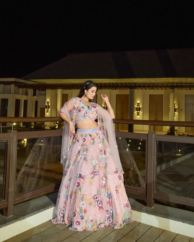 Baby Pink Lehenga from the Vadhuvar collection by Sweta Acharya – view 1