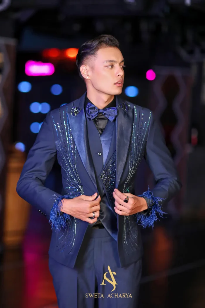 Navy Blue Tuxedo from the In the Club collection by Sweta Acharya – view 1