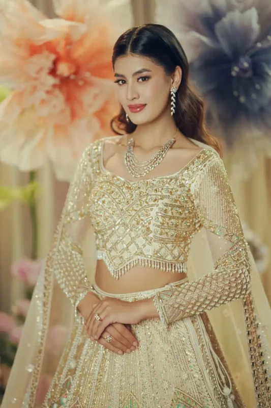 Golden Lehenga by Sweta Acharya – view 1