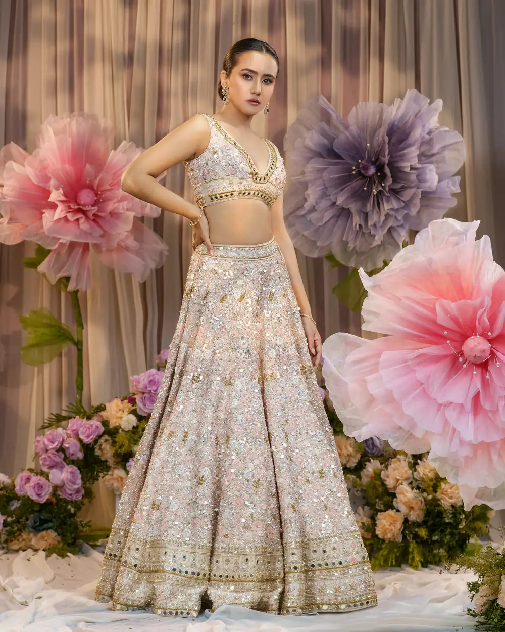 Ivory Lehenga by Sweta Acharya – view 1