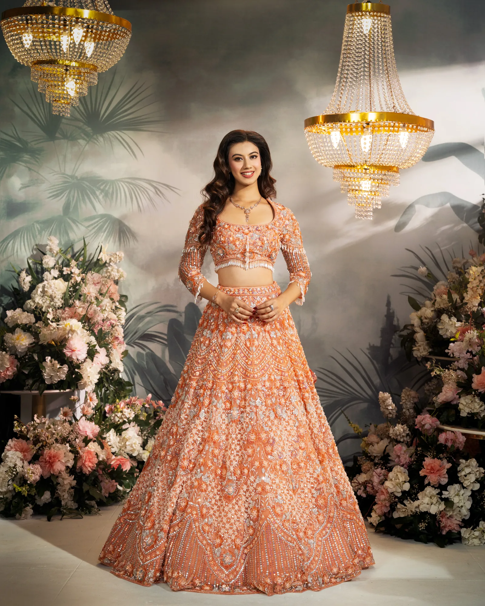 Peach Lehenga by Sweta Acharya – image 1