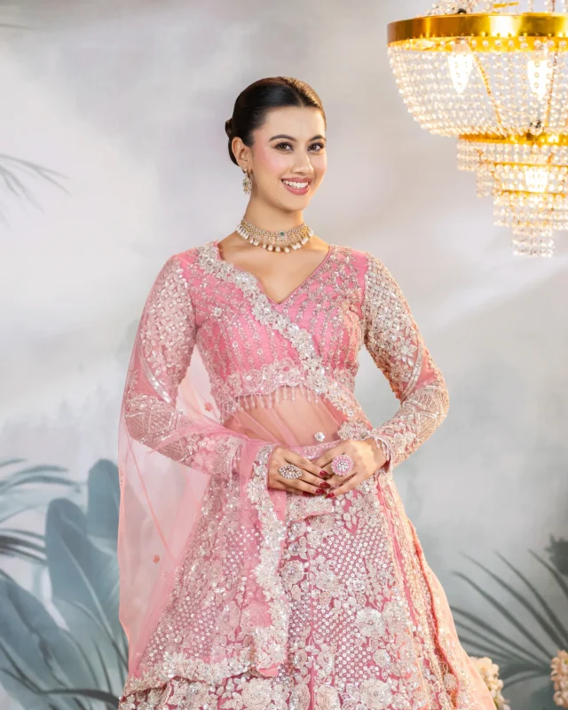 Blush Pink lehenga by Sweta Acharya