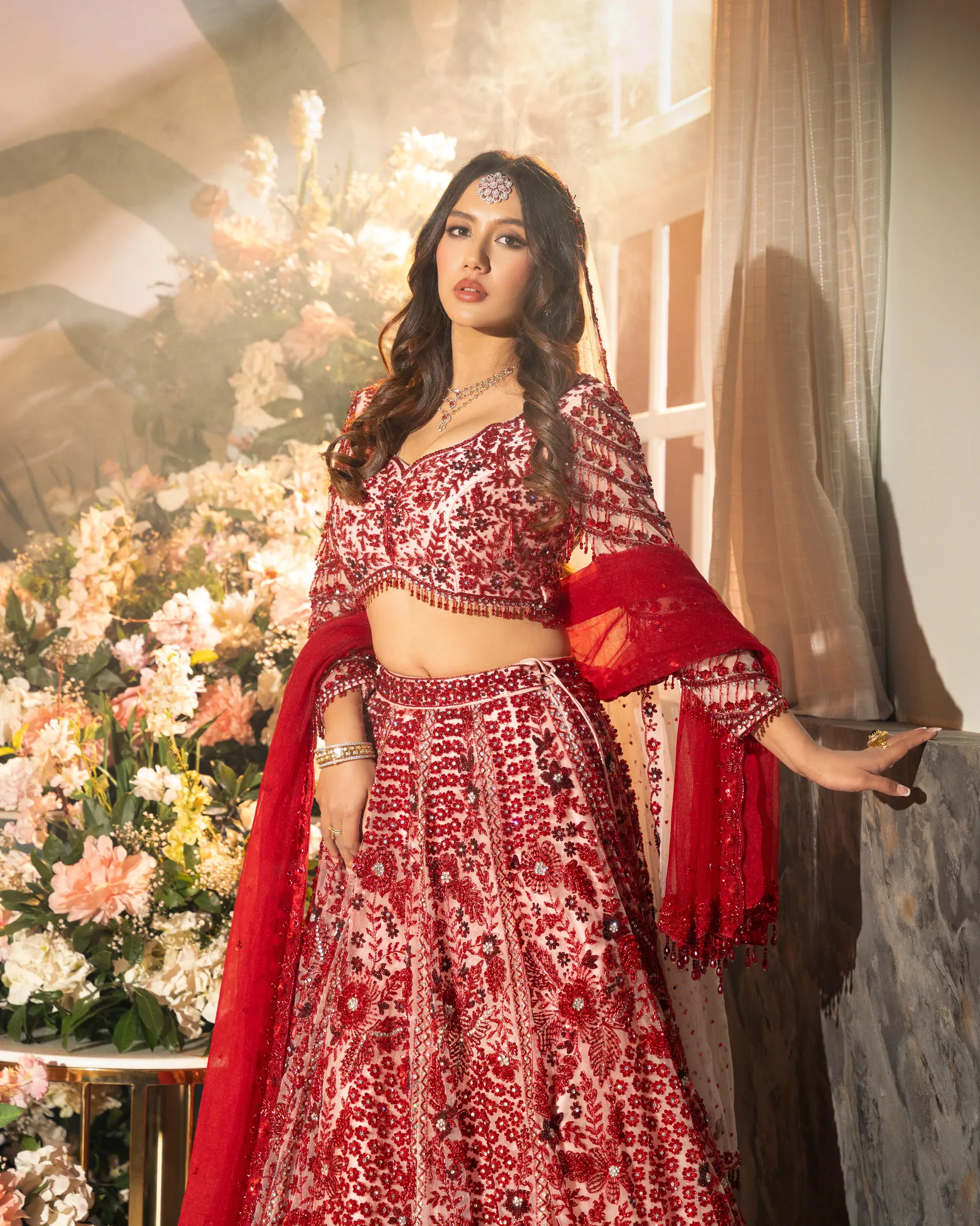 Ruby Red Lehenga by Sweta Acharya – image 3