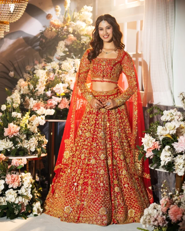 Red Lehenga by Sweta Acharya