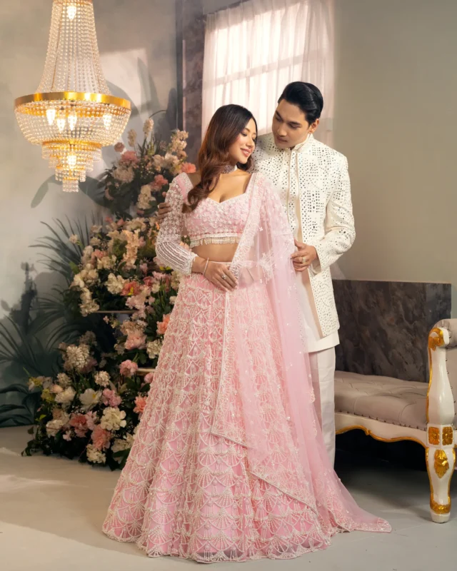 Blush Pink Lehenga & Ivory Indo Western by Sweta Acharya – image 1
