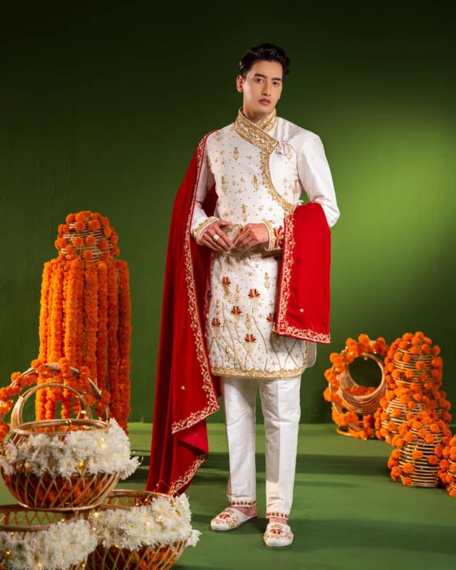 White Daura-Suruwal by Sweta Acharya – image 1